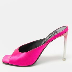 Sergio Rossi Sabot Size 37 Pink Satin Slide Sandals